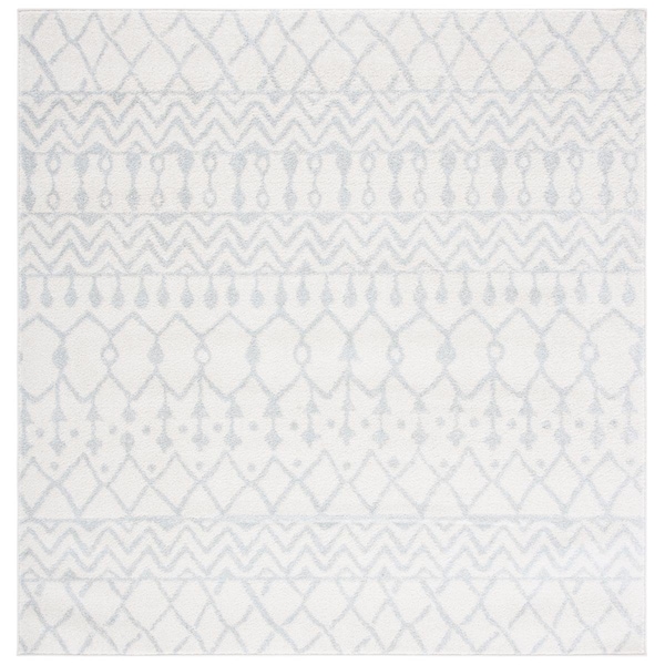 Flowers First 10 x 10 ft. Tulum Contemporary Square Power Loomed Rug Ivory & Light Grey FL2149456 - main